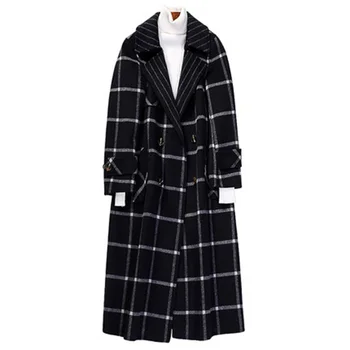 Wool Coat Women 2019 Autumn Winter Double Cashmere Plaid Maxi Long Overcoat Female Double Breasted Trench Coat Outerwear L459
Wool Coat Women 2019 Autumn Winter Double Cashmere Plaid Maxi Long Overcoat Female Double Breasted Trench Coat Outerwear L459