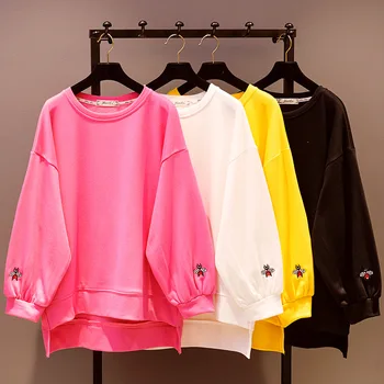 New Spring Autumn Loose Women Pullovers Tops Solid Color Embroidery Batwing Sleeve Students Sweatshirts Casual Hoodies
New Spring Autumn Loose Women Pullovers Tops Solid Color Embroidery Batwing Sleeve Students Sweatshirts Casual Hoodies