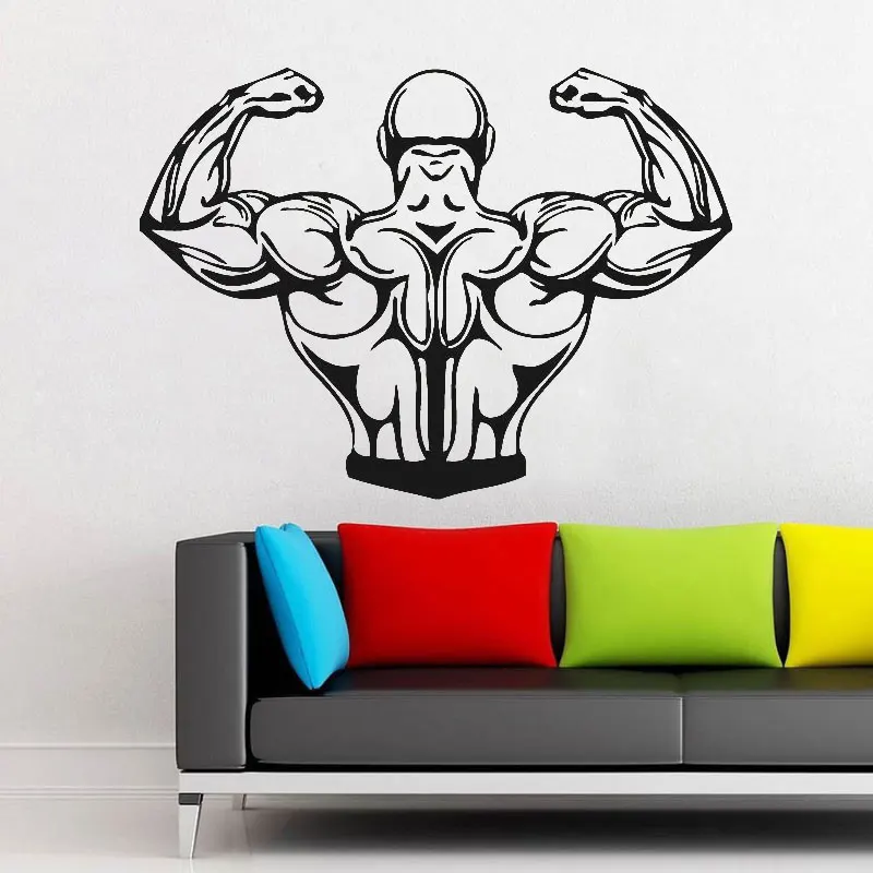 Wall Decal Sticker Bedroom muscle man bodybuilding gym weight power lift E657 | Дом и сад
