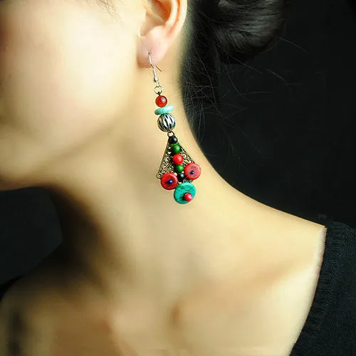 Elegant Bohemian Style Pendulous Charming Long Earrings Candy Colored Tur quoise Hollow Retro Copper Cute Red A gate Jewelry
Elegant Bohemian Style Pendulous Charming Long Earrings Candy Colored Tur quoise Hollow Retro Copper Cute Red A gate Jewelry