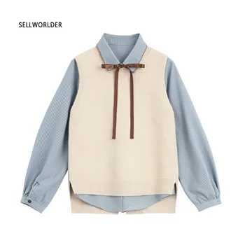 2018 Autumn Women's Casual Style Two-piece suit Office lady Vintage Blouse with vest
2018 Autumn Women's Casual Style Two-piece suit Office lady Vintage Blouse with vest