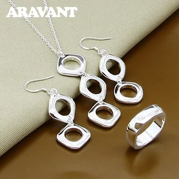 925 Silver Jewelry Sets Square Pendant Necklaces Rings Drop Earrings For Women Female Jewelry Gift
925 Silver Jewelry Sets Square Pendant Necklaces Rings Drop Earrings For Women Female Jewelry Gift