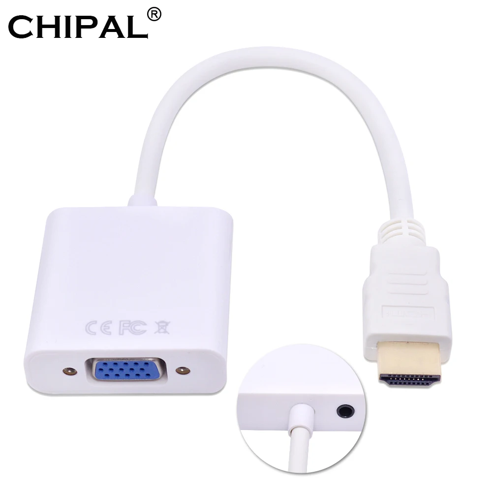 CHIPAL HDMI to VGA with Audio Converter Cable for All-in-one PC Laptop Desktop Tablet to 1080P HDTV Monitor Displayer
CHIPAL HDMI to VGA with Audio Converter Cable for All-in-one PC Laptop Desktop Tablet to 1080P HDTV Monitor Displayer