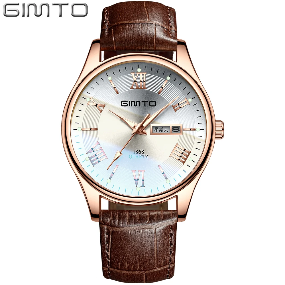 GIMTO Real New Quartz Watch Men Luxury Rose Gold Clock Leather Week Date Military Casual Sport Male Wrist Hand Watches Relogio
GIMTO Real New Quartz Watch Men Luxury Rose Gold Clock Leather Week Date Military Casual Sport Male Wrist Hand Watches Relogio