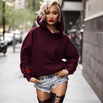 Women Autumn Winter Long Sleeved Hooded Embroidered Pullover Sweatshirts Ladies Casual Loose Hoodies
Women Autumn Winter Long Sleeved Hooded Embroidered Pullover Sweatshirts Ladies Casual Loose Hoodies