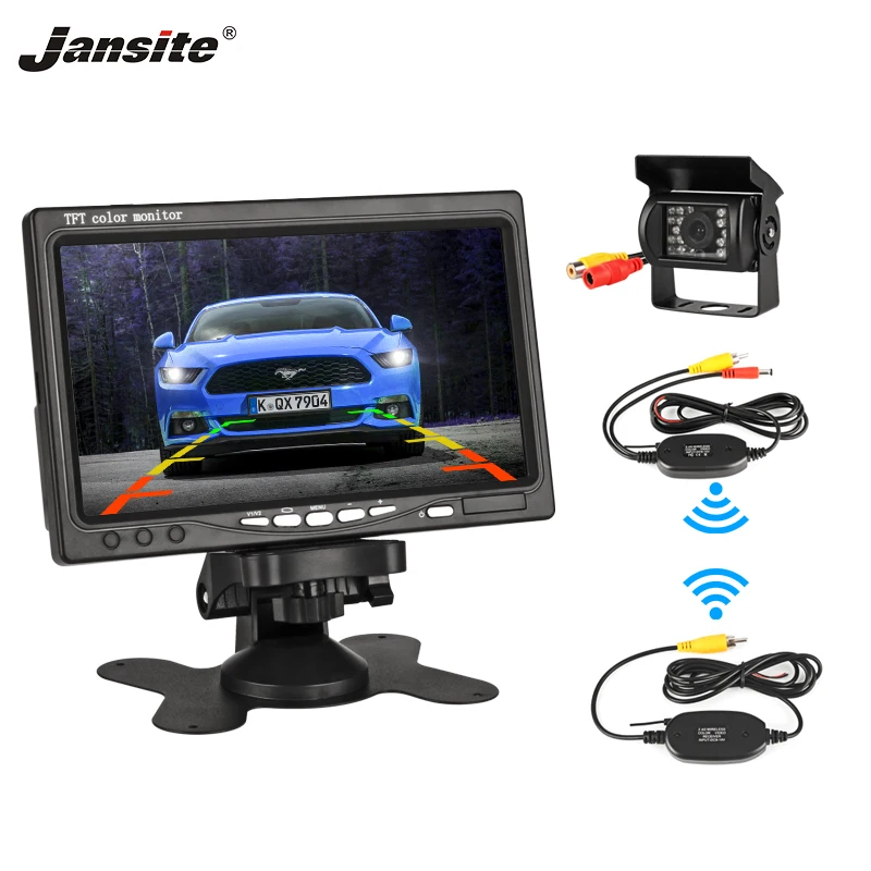 

Jansite 7" Wireless Car monitor TFT LCD Car Rear View Monitor Parking Assistance Night Vision 18 LED IR Waterproof Backup Camera