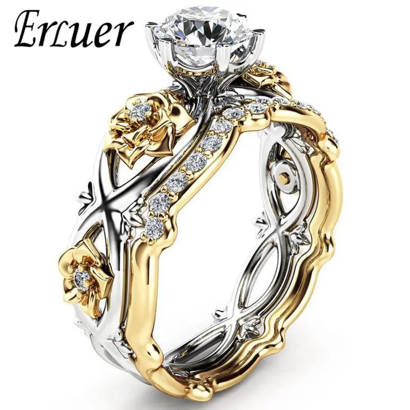 ERLUER Silver Gold Double color Engagement Party Rings Jewelry For Women Wedding Finger Crystal Zircon Fashion Love Gift Ring
ERLUER Silver Gold Double color Engagement Party Rings Jewelry For Women Wedding Finger Crystal Zircon Fashion Love Gift Ring