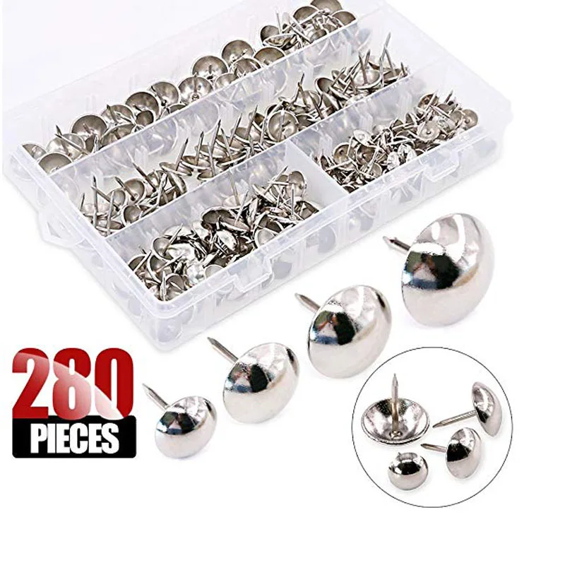 280PCS Silver 4-Size Antique Upholstery Nails Tacks Furniture Tacks Upholstery Tacks Thumb Tack Push Pins Assortment Kit 7/16
280PCS Silver 4-Size Antique Upholstery Nails Tacks Furniture Tacks Upholstery Tacks Thumb Tack Push Pins Assortment Kit 7/16