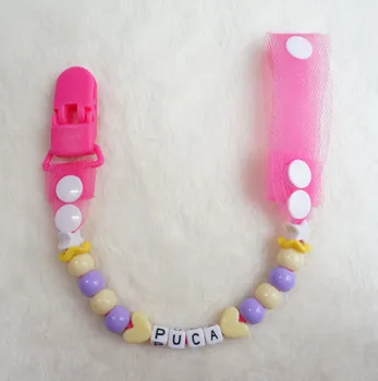 MIYOCAR Personalised-Any name rose red yarn gauze with yellow and purple beads dummy clip holder pacifier clips holder
MIYOCAR Personalised-Any name rose red yarn gauze with yellow and purple beads dummy clip holder pacifier clips holder