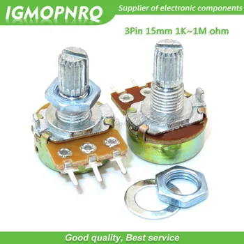 30pcs WH148 3pin 15MM B1K B2K B5K B10K B20K B50K B100K B250K B500K B1M Potentiometer 15mm With Nuts And Washers 1K 2K 5K 10K
30pcs WH148 3pin 15MM B1K B2K B5K B10K B20K B50K B100K B250K B500K B1M Potentiometer 15mm With Nuts And Washers 1K 2K 5K 10K