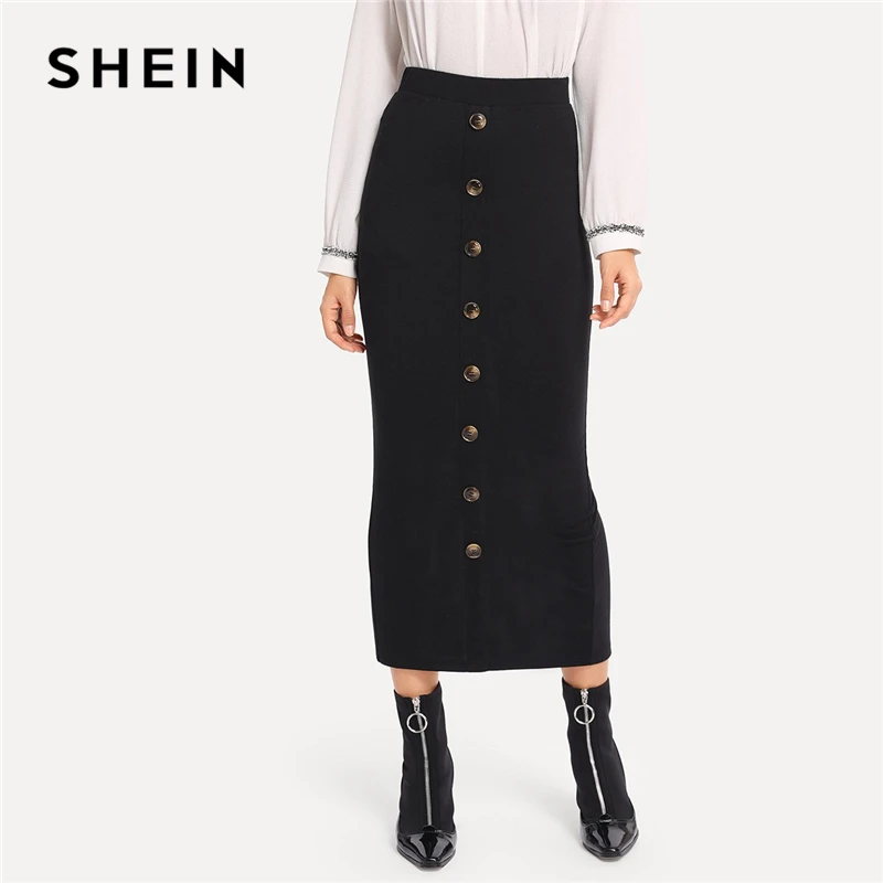 SHEIN Black Office Lady Solid Button Front High Waist Bodycon Pencil Elegant Skirt Autumn Workwear Fashion Women Skirts
SHEIN Black Office Lady Solid Button Front High Waist Bodycon Pencil Elegant Skirt Autumn Workwear Fashion Women Skirts