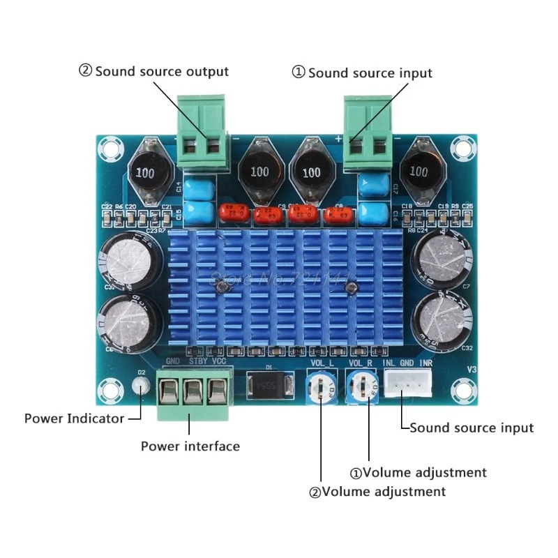 TPA3116D2 High Power Digital HIFI Amplifier Board Chassis Dedicated Plug-in 120Wx2
TPA3116D2 High Power Digital HIFI Amplifier Board Chassis Dedicated Plug-in 120Wx2
