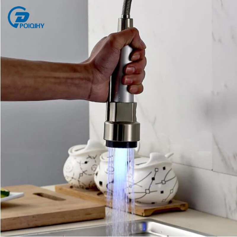 POIQIHY Replacement Sprayer Head Brushed Nickle Kitchen Nozzle Kitchen Faucet Accessories
