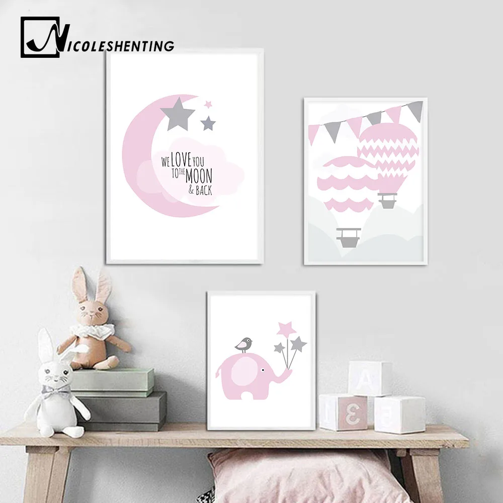 Baby Girl Nursery Wall Art Canvas Poster and Print Moon Balloon Cartoon Painting Nordic Kids Decoration Pictures Bedroom Decor
Baby Girl Nursery Wall Art Canvas Poster and Print Moon Balloon Cartoon Painting Nordic Kids Decoration Pictures Bedroom Decor
