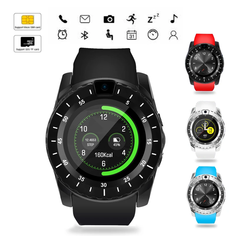 V88 Upgraded Bluetooth Smart Watch Fitness Tracker with Camera/SIM Card Version Message Calls Reminder Smartwatch PK V8 DZ09 A1
V88 Upgraded Bluetooth Smart Watch Fitness Tracker with Camera/SIM Card Version Message Calls Reminder Smartwatch PK V8 DZ09 A1