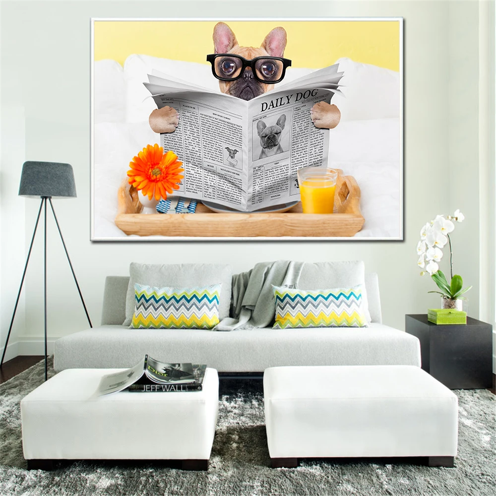 Cute Bulldog Pug Golden Dog Toilet Newspaper with Glasses Border Collie Kids Room Poster Nordic Wall Art Living Room Decoration
Cute Bulldog Pug Golden Dog Toilet Newspaper with Glasses Border Collie Kids Room Poster Nordic Wall Art Living Room Decoration