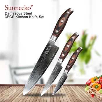 SUNNECKO 3PCS Kitchen Utility Paring Chef Knife Set 73 Layer Damascus VG10 Steel Sharp Pakka Wood Cutting Tool Handle X-mas Gift
SUNNECKO 3PCS Kitchen Utility Paring Chef Knife Set 73 Layer Damascus VG10 Steel Sharp Pakka Wood Cutting Tool Handle X-mas Gift