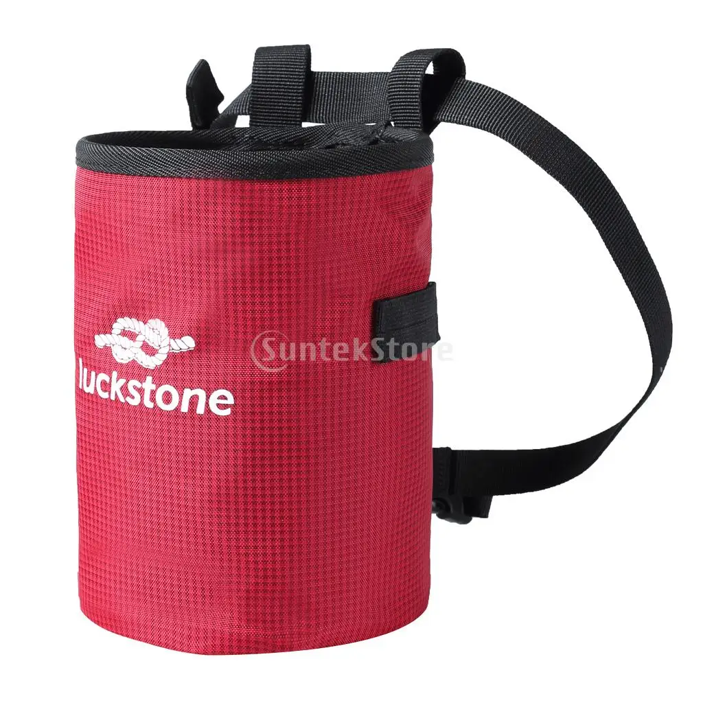 Large Gymnastics Rock Climbers Outdoor Climbing Chalk Bag with Drawstring Closure Adjustable Belt & Brush Slot