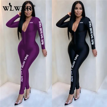 WLWXR Streetwear Black Sexy Bodycon Jumpsuit Women Letter Print Long Sleeve Skinny Summer Rompers Womens Jumpsuit Female Overall
WLWXR Streetwear Black Sexy Bodycon Jumpsuit Women Letter Print Long Sleeve Skinny Summer Rompers Womens Jumpsuit Female Overall