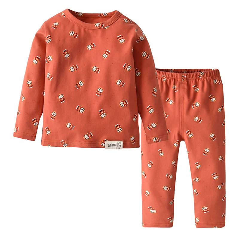 

2019 Children Boys Girls Long Johns Thermal Pyjamas Set Tops+Pants 2Pcs Autumn Cotton Pajamas Suit Sleepwear Home Kid Clothes