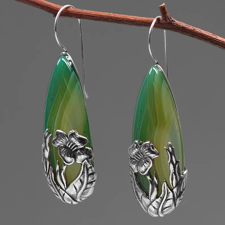 CMAJOR Handmade 925 Sterling Silver Natural Pear Agate Banana Leaf Floral Earrings Vintage Original Fine Jewelry Wholesale
CMAJOR Handmade 925 Sterling Silver Natural Pear Agate Banana Leaf Floral Earrings Vintage Original Fine Jewelry Wholesale
