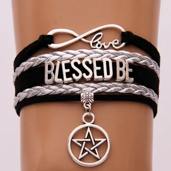 (10PCS/LOT) Infinity Love Blessed Be Bracelets Pentagram Star Charm Black Silver Braided Bracelet Witch Gift Wiccan Jewelr
(10PCS/LOT) Infinity Love Blessed Be Bracelets Pentagram Star Charm Black Silver Braided Bracelet Witch Gift Wiccan Jewelr