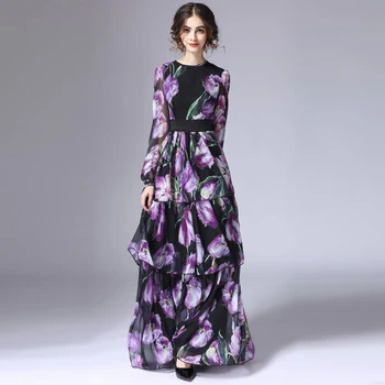 Custom Dress S-7XL 2017 Autumn Silk Colorful Tulips Print O-Neck Full Sleeve Elegant Black Floor-Length Plus Size Dress Women
Custom Dress S-7XL 2017 Autumn Silk Colorful Tulips Print O-Neck Full Sleeve Elegant Black Floor-Length Plus Size Dress Women