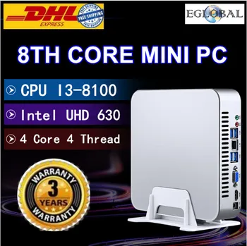 

EGLOBAL DDR4 Coffee Lake Mini PC Win10 Intel Core i3 8100 Quad Core 4 Threads 3.6GHz Intel UHD 630 Gaming Computer 4K HDMI WIFI