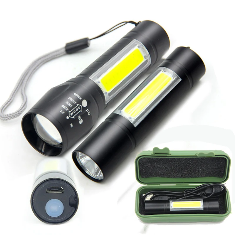 Фото Мини COB светодиодный фонарик USB перезаряжаемый фонарь зарядка портативный для