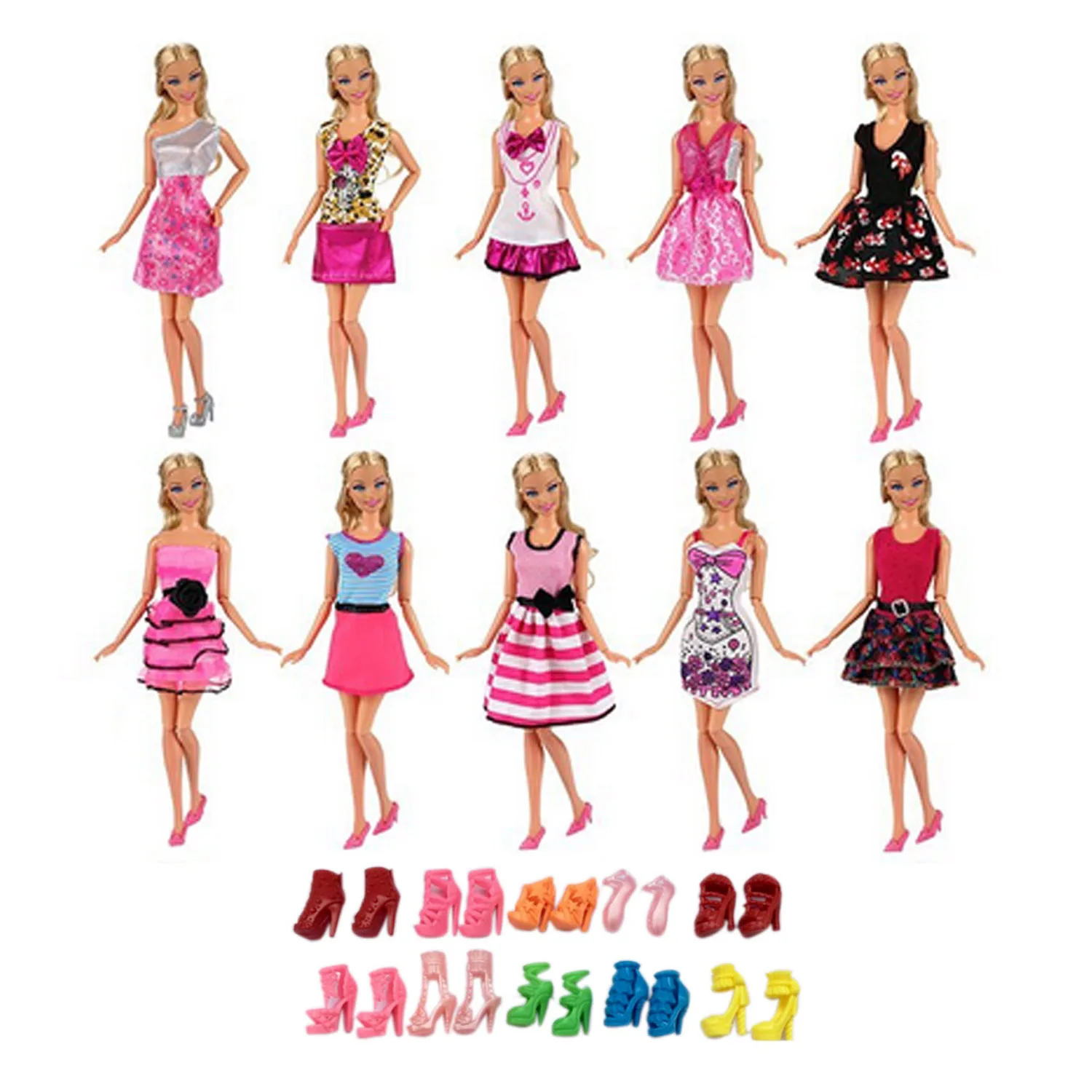 Besegad 10PCS Mini Doll Dresses Skirt Long Evening Fishtail Dress Clothes & 10Pairs High Heels Shoes Accessories for Barbie Toy
Besegad 10PCS Mini Doll Dresses Skirt Long Evening Fishtail Dress Clothes & 10Pairs High Heels Shoes Accessories for Barbie Toy