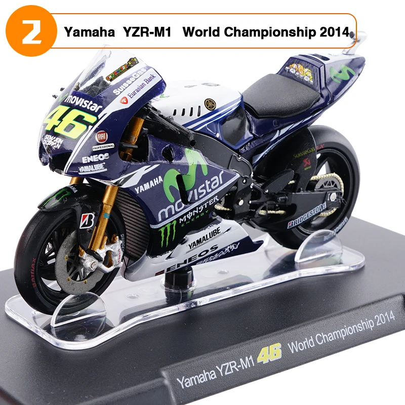 1/18 Scale Yamaha YZR-M1 46# Valentino Rossi World Championship 2014 Motorcycle Model Toys Children Gifts Collections Blue White
1/18 Scale Yamaha YZR-M1 46# Valentino Rossi World Championship 2014 Motorcycle Model Toys Children Gifts Collections Blue White