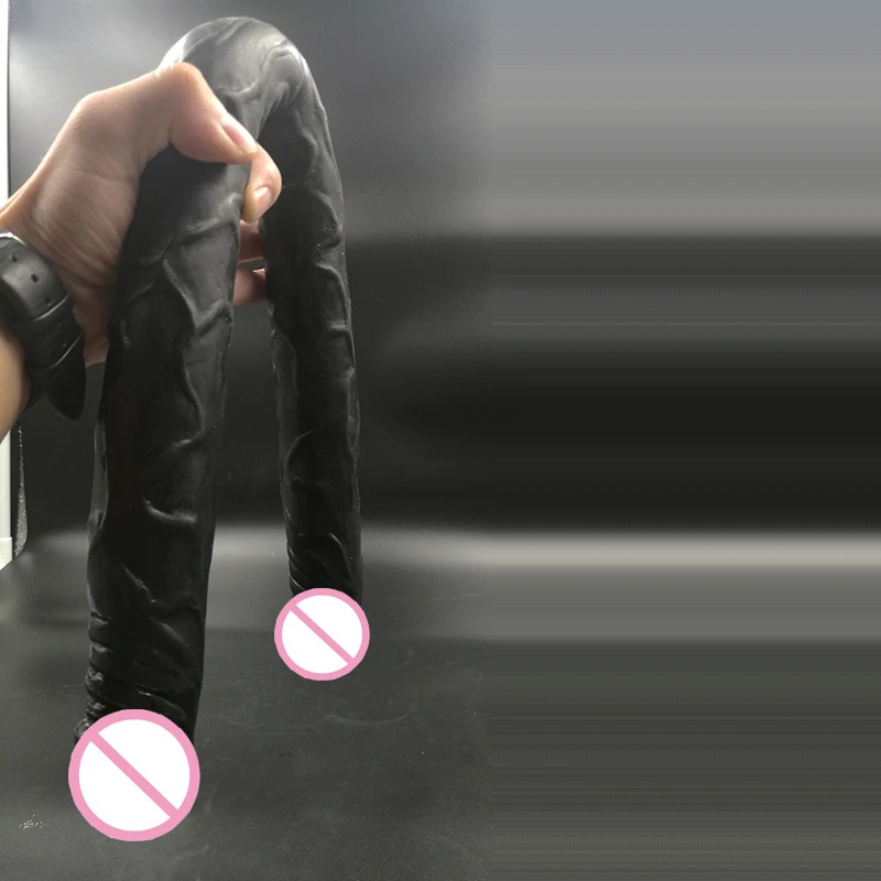 Sex Products black Flexible Big Double Dildo, Long soft Double Dildo Dong Penis , Lesbian Dual Penis, Double Penetration Dildos 1