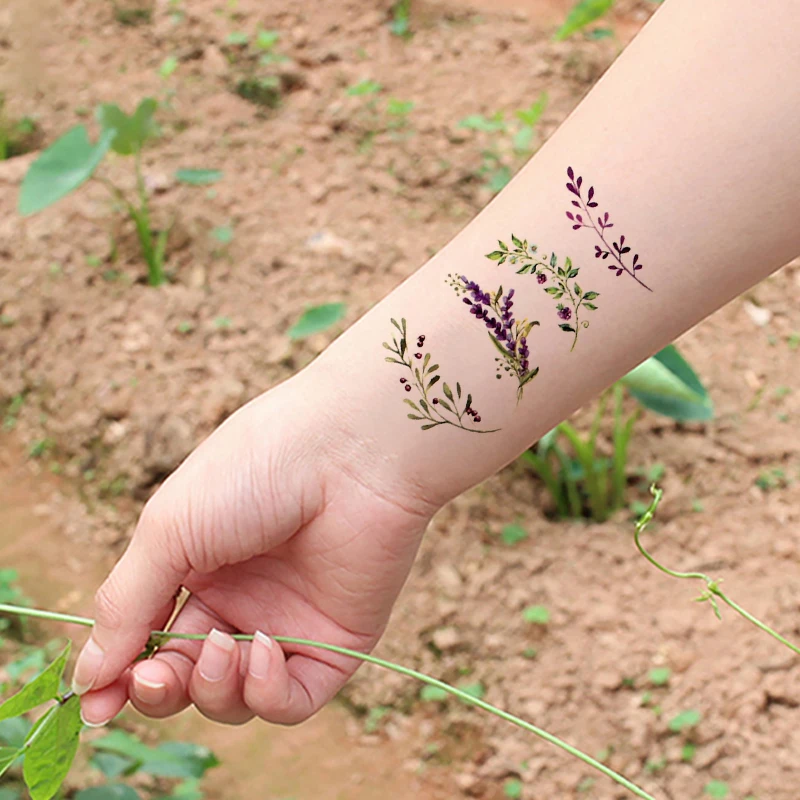 Waterproof Temporary Tattoo sticker purple flower lavender leaf plant tatto stickers flash tatoo fake tattoos for girl women kid
Waterproof Temporary Tattoo sticker purple flower lavender leaf plant tatto stickers flash tatoo fake tattoos for girl women kid
