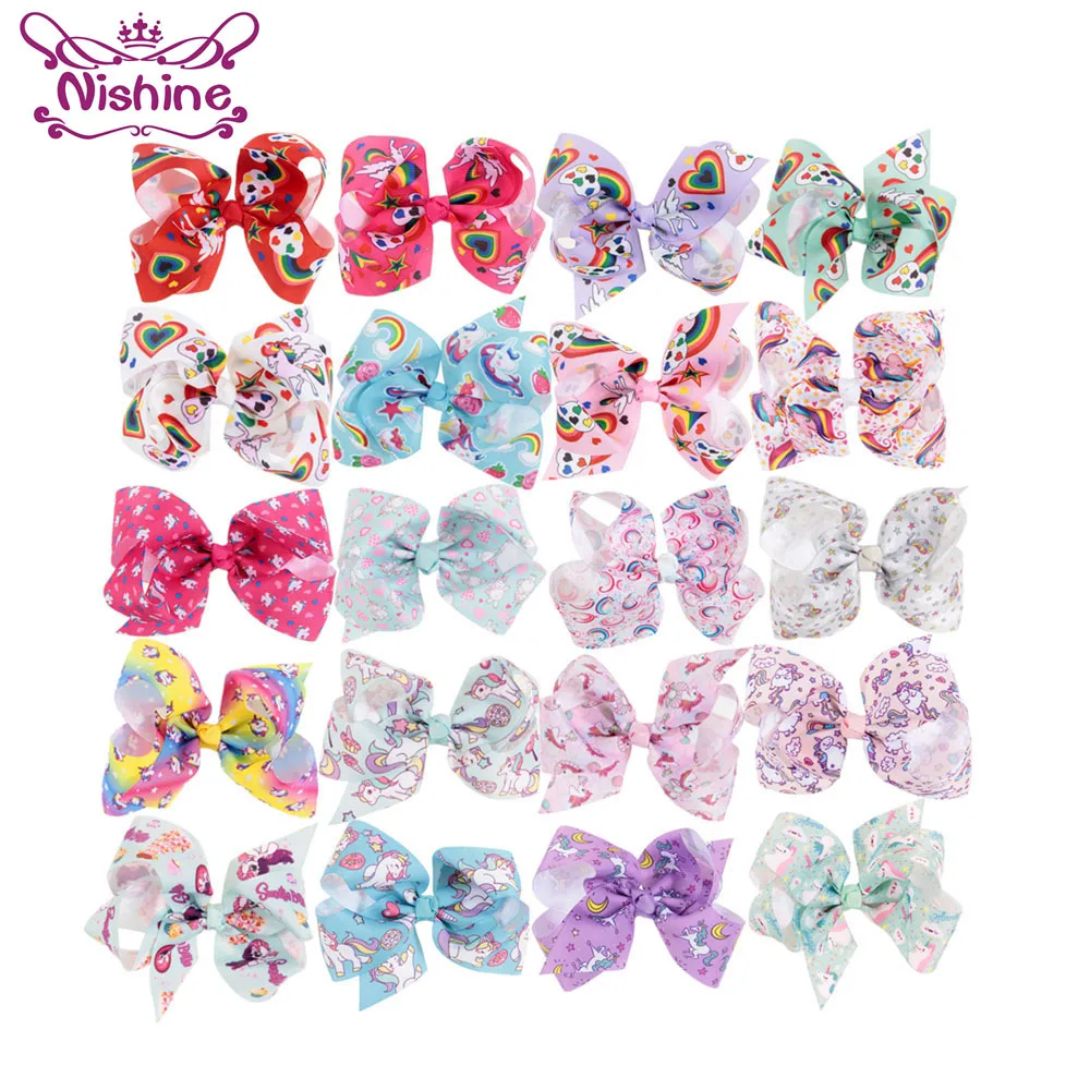 Nishine 22 Colors 4.8" Unicorn Horn Ribbon Bow Hair Clips Rainbow Printed Cartoon Hair Bows Kids Christmas Gift Hair Accessories
Nishine 22 Colors 4.8" Unicorn Horn Ribbon Bow Hair Clips Rainbow Printed Cartoon Hair Bows Kids Christmas Gift Hair Accessories