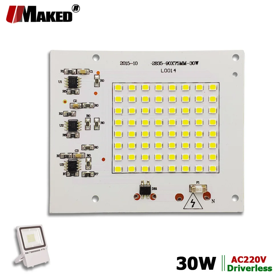 AC220V LED Modules 30W 90x75mm 2700lm Floodlight PCB Aluminum plate White/Warm SMD2835 Smart IC Driver For Spotlight Lamps DIY
AC220V LED Modules 30W 90x75mm 2700lm Floodlight PCB Aluminum plate White/Warm SMD2835 Smart IC Driver For Spotlight Lamps DIY