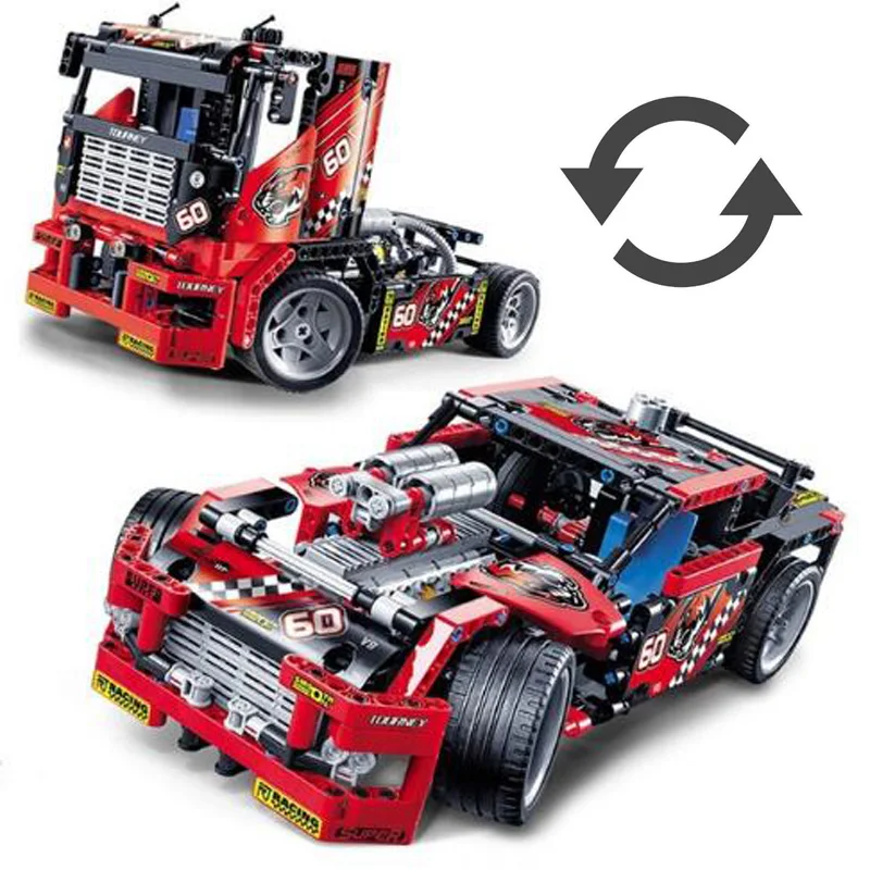 624pcs Race Truck 2 Models In 1 Cars Transformable Model Building Block Sets DIY Toys for Boys
624pcs Race Truck 2 Models In 1 Cars Transformable Model Building Block Sets DIY Toys for Boys