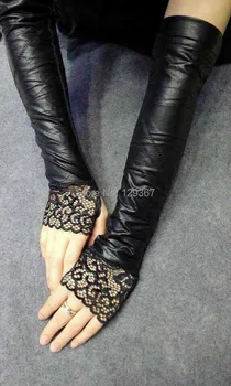 Sexy women's PU leather semi-finger ultra long gloves fingerless gloves sleeves female black color lace glove 41cm length
Sexy women's PU leather semi-finger ultra long gloves fingerless gloves sleeves female black color lace glove 41cm length