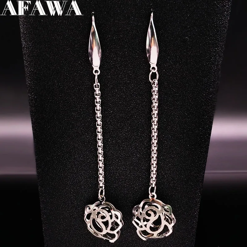 2019 Fashion Rose Stainless Steel Earings Fashion Jewelry Women Silver Color Hollow Long Earrings Jewelry pendientes E612669
2019 Fashion Rose Stainless Steel Earings Fashion Jewelry Women Silver Color Hollow Long Earrings Jewelry pendientes E612669