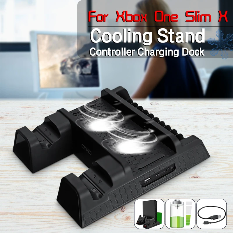 2 Gamepad Chargers 2 Cooling Fans Stand With 12 Game Storage Multi-functional Charge Cooler For XBOX ONE For XBOX ONE S/X
2 Gamepad Chargers 2 Cooling Fans Stand With 12 Game Storage Multi-functional Charge Cooler For XBOX ONE For XBOX ONE S/X