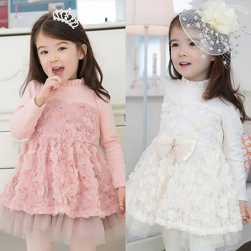 Free shipping Hot-selling Spring girl rose decoration long-sleeved dress Free shipping Hot-selling Spring girl rose decoration long-sleeved dress<br><br>Aliexpress