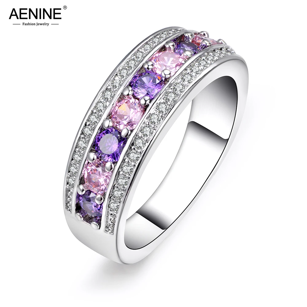 AENINE Classic Purple/Pink Cubic Zirconia Wedding Rings For Women Silver Color Female Rings Jewelry Bague Femme R170900285P
AENINE Classic Purple/Pink Cubic Zirconia Wedding Rings For Women Silver Color Female Rings Jewelry Bague Femme R170900285P