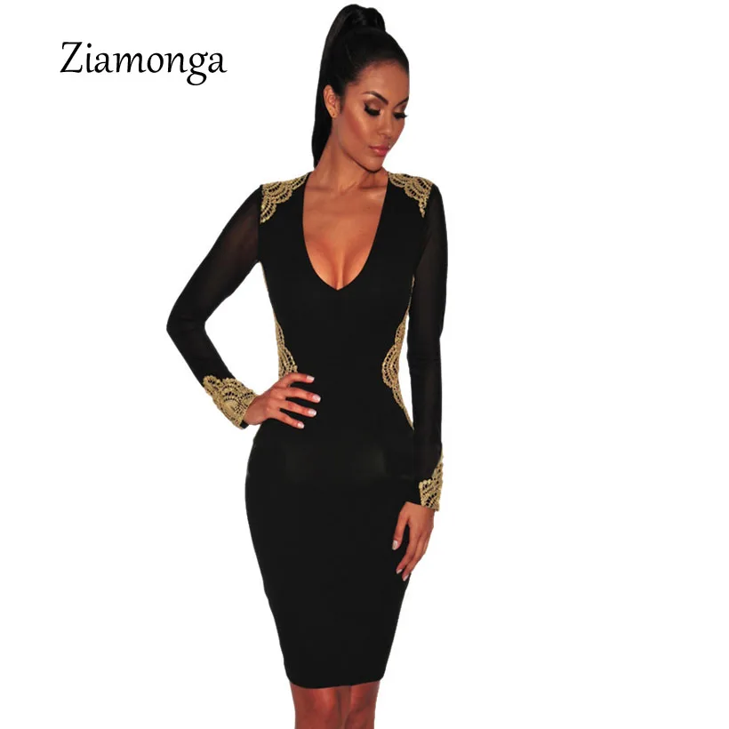 Ziamonga повседневное Vestidos цветок вышивка Бандажное платье для женщин 2019|Платья| |