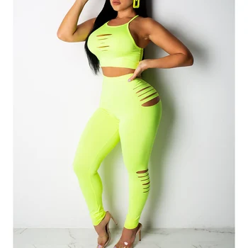 Summer Sexy Two Pieces Sportswear Spaghetti Strap Sleeveless Clothes Female Long Pants Casual Solid Hollow Out Women Set SJ2406U
Summer Sexy Two Pieces Sportswear Spaghetti Strap Sleeveless Clothes Female Long Pants Casual Solid Hollow Out Women Set SJ2406U