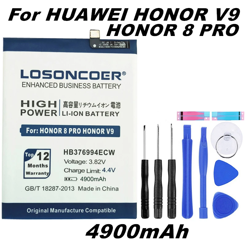 LOSONCOER 4900mAh HB376994ECW For Huawei Honor V9 HonorV9 Honor 8 Pro DUK-TL30 DUK-AL20 Good Quality Phone Battery
LOSONCOER 4900mAh HB376994ECW For Huawei Honor V9 HonorV9 Honor 8 Pro DUK-TL30 DUK-AL20 Good Quality Phone Battery