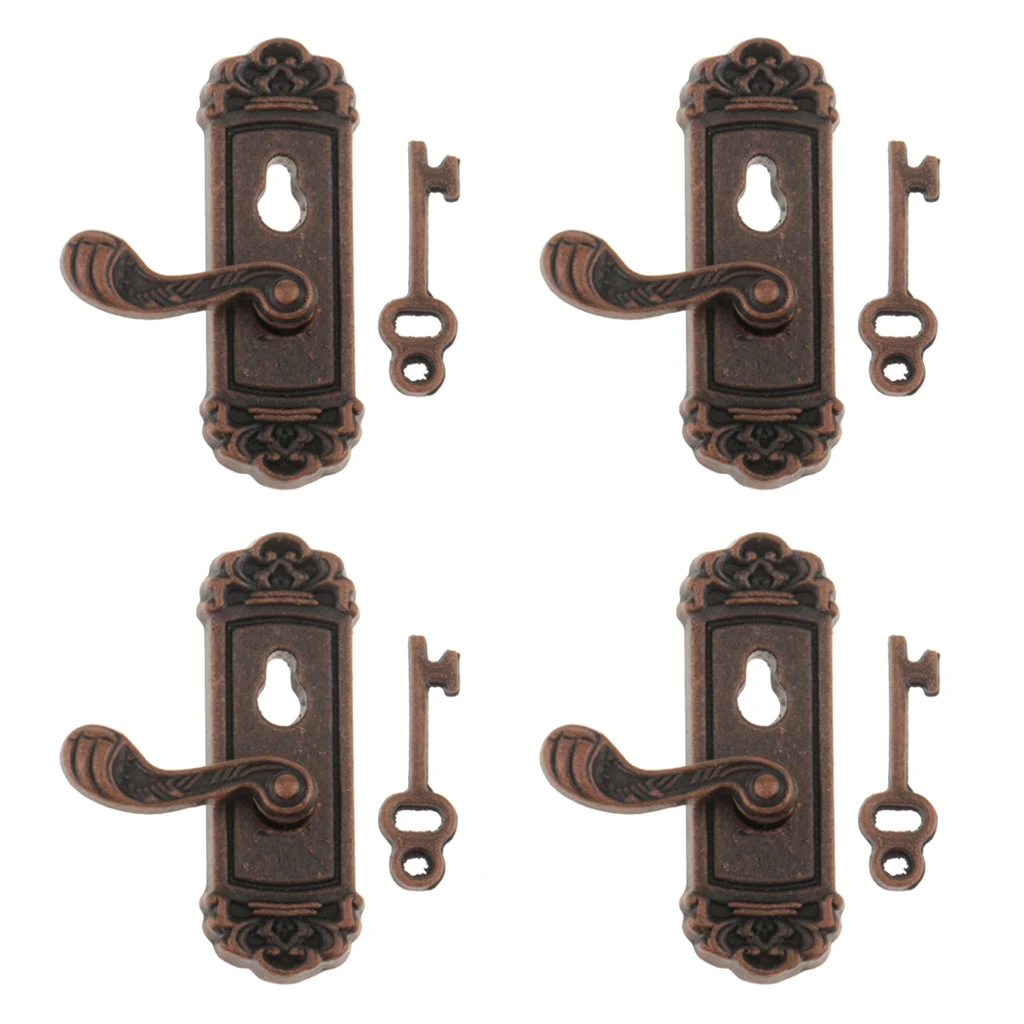 4 pcs Vintage Metal Door Knob Plate Keys Dollhouse Miniature Right Handle For 1/12 Dollhouse Accs
4 pcs Vintage Metal Door Knob Plate Keys Dollhouse Miniature Right Handle For 1/12 Dollhouse Accs
