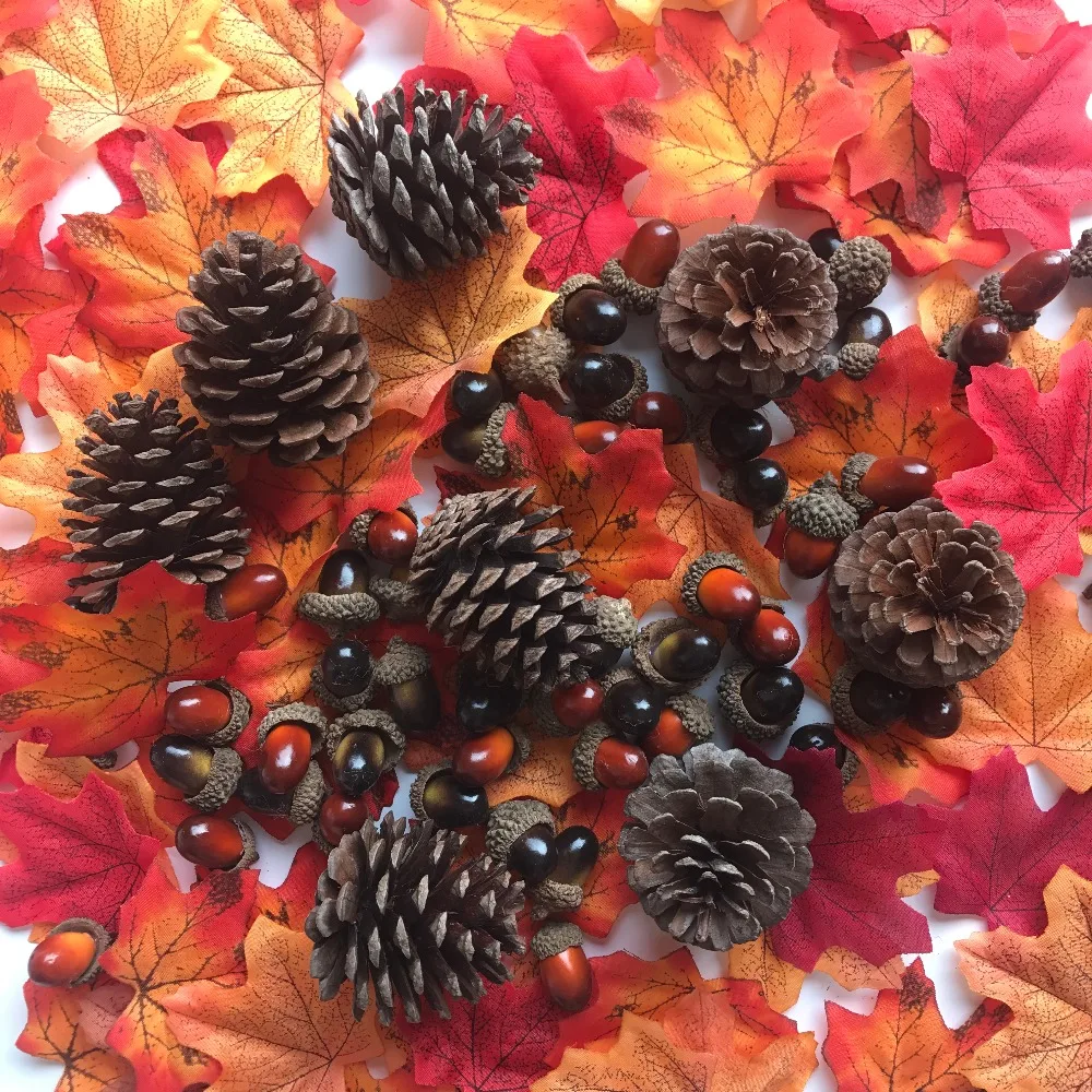 Halloween Autumn Thanksgiving Artificial Pumpkin Maple Leaf Pine