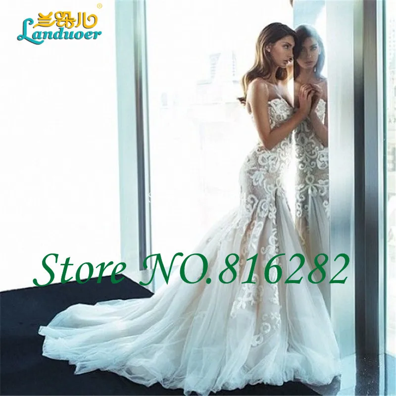 Custom Made Vintage Mermaid Lace Backless Wedding Dress 2015 Appliqued Vestidos Trajes De Noivas Para Bodas Elegant Bride