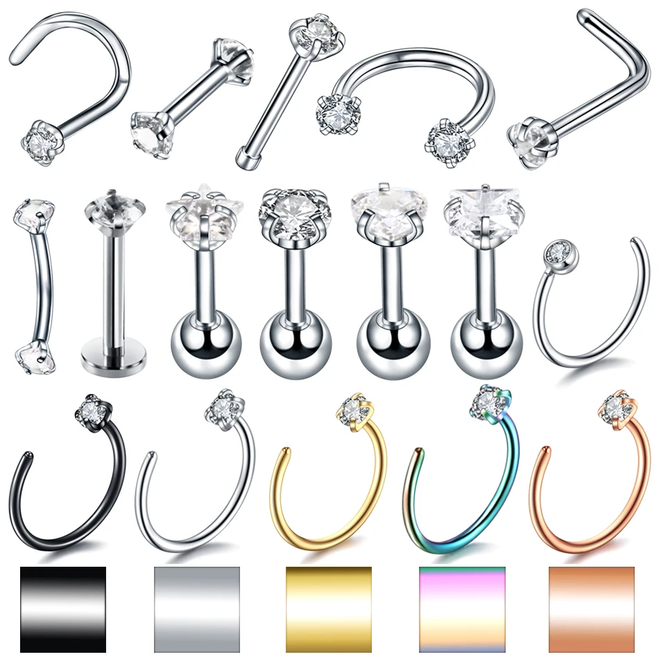 1PC 316l Surgical Steel Zircon Nose Screw Rings Earring Tragus Cartliage Piercings Eyebrow Ring Labret Piercing Body Jewelry
1PC 316l Surgical Steel Zircon Nose Screw Rings Earring Tragus Cartliage Piercings Eyebrow Ring Labret Piercing Body Jewelry