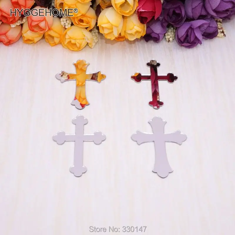 Description Picture 3 of item20 Pieces Mirror Cross Sticker Laser Cutting Acrylic Crosses Wedding Party Favors Home Decor