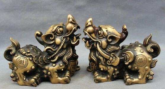 bi002938 Folk Chinese Bronze Coin Cai Fu Foo Fu Dog Lion PiXiu Unicorn Statue Animal Pair
bi002938 Folk Chinese Bronze Coin Cai Fu Foo Fu Dog Lion PiXiu Unicorn Statue Animal Pair
